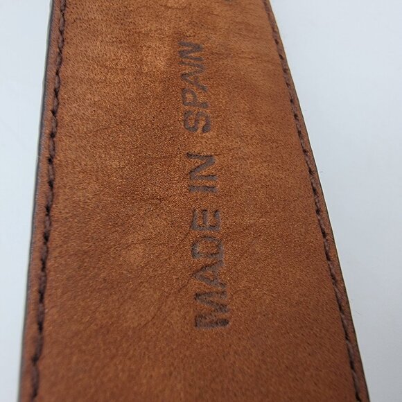 Cale Belt Spain Genuine Lizard & Crocodile 3 Piece Buckle Size 38 Chili Brown - Picture 8 of 12